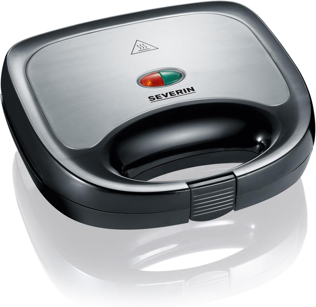 SEVERIN Sandwich-Toaster, Sandwichplatte, 600 W, SA 2969, Edelstahl/Schwarz Noir/Inox Brossé Single