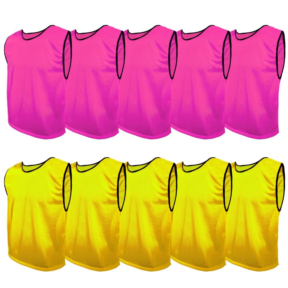 SPORTSBIBS Fussball Leibchen Set 10 Stück: 2 Farben - 5 von jeder Farbe, für Kinder und Erwachsene,
