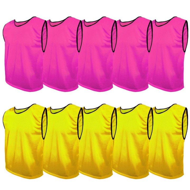 SPORTSBIBS Fussball Leibchen Set 10 Stück: 2 Farben - 5 von jeder Farbe, für Kinder und Erwachsene,