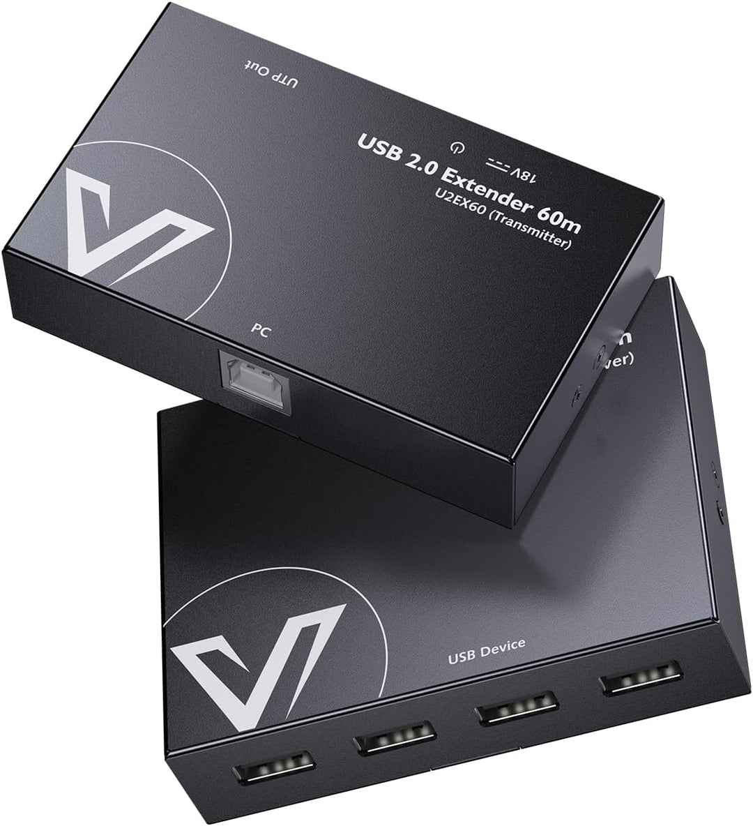 AV Access USB Extender Power Over Cable Cat5e/6/6a/7 up to 196ft/60m, 4 Ports USB 2.0 Extender Over