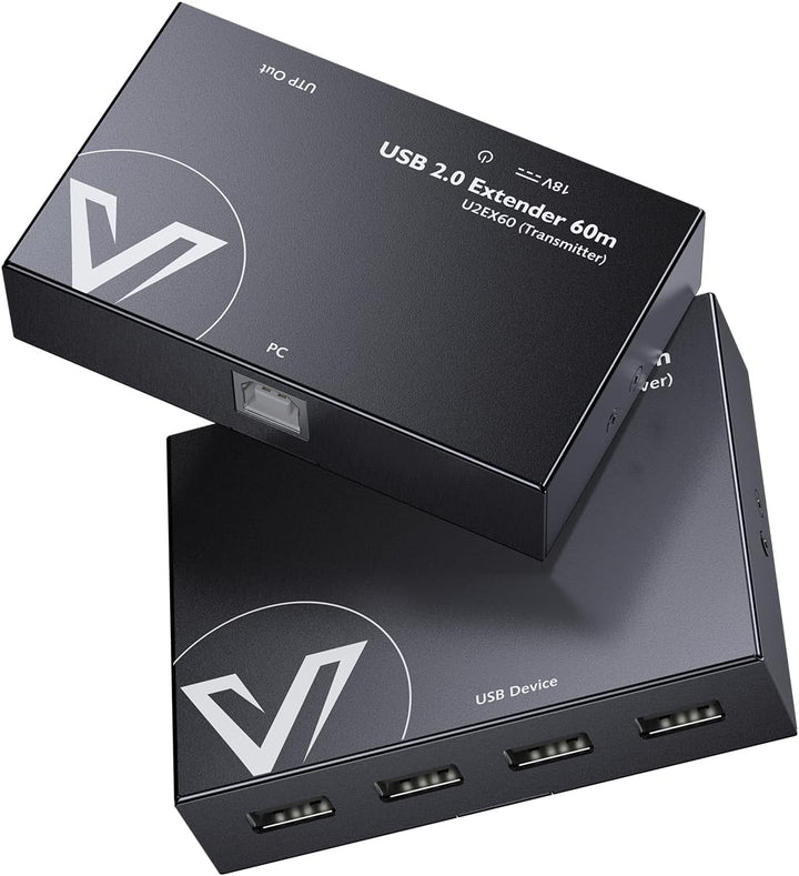 AV Access USB Extender Power Over Cable Cat5e/6/6a/7 up to 196ft/60m, 4 Ports USB 2.0 Extender Over