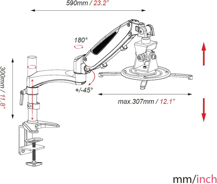 HFTEK – Universal-Tisch-Halterung mit Standfuss für Beamer und Projektoren – neigbar – schwenkbar (G