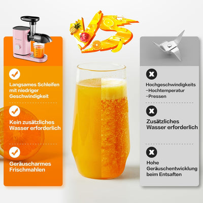 Aobosi Slow Juicer Entsafter Gemüse und Obst Profi Entsafter mit Ruhiger Motor & Umkehrfunktion & Sa