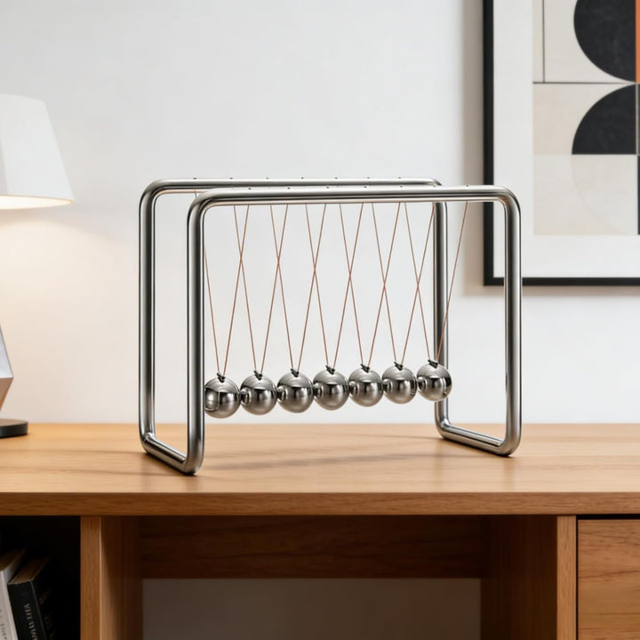 Generisch Newton Pendel, Newton Cradle mit 7 Kugeln aus Edelstahl - Klassisches Kugelstosspendel, Un
