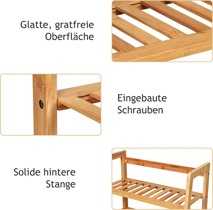 GOPLUS Pflanzenregal mit 4 Ebenen, Blumenregal Standregal aus Bambus, Wetterfest, Korrosionsbeständi