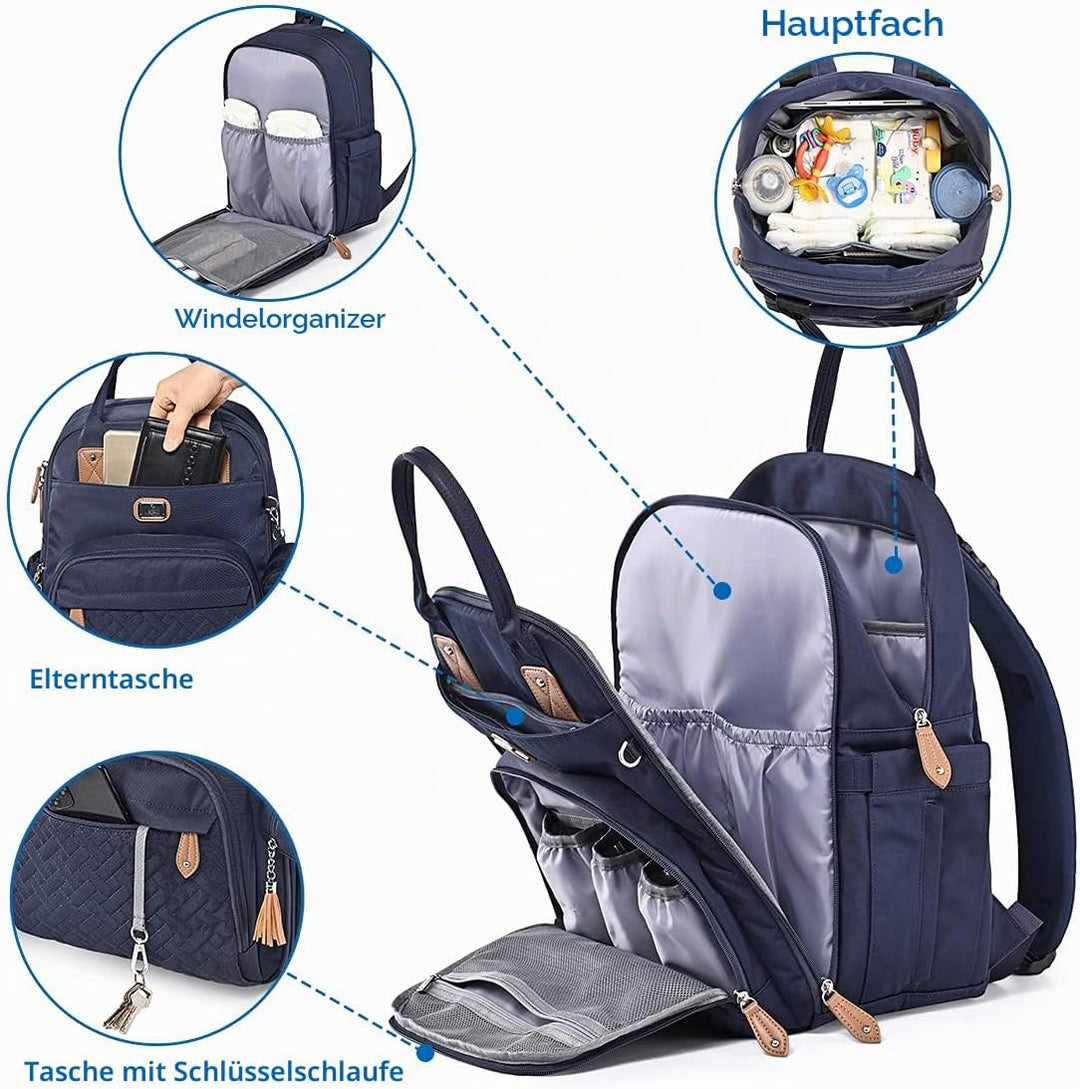 Dikaslon Wickeltasche Rucksack Grosser Wickelrucksack mit Multifunktions-Babytaschen und mobiler Wic