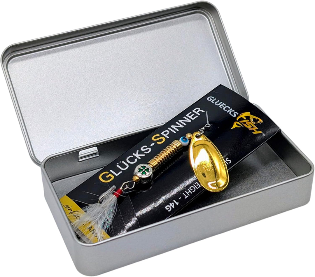Anglergeschenk mit Gravur - Männer - Frauen - Angelköder - Angelhaken - Spinner - Glücksfisch (Hecht