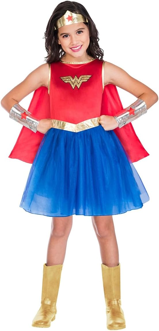 amscan 9908399 Wonder Woman Kostüm, Mädchen, blau, rot, Alter: 8-10 Jahre Age: 8-10 Jahre Blau / Rot
