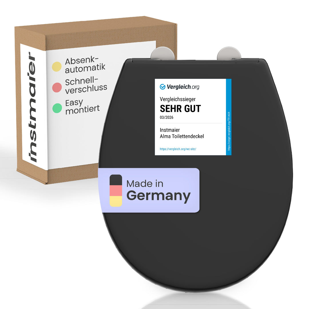 instmaier Toilettendeckel mit Absenkautomatik schwarz | Made in Germany | ovale Form | Toilettensitz