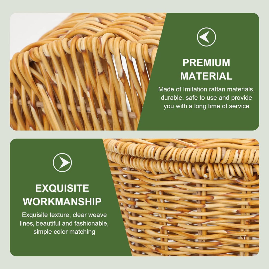 BESPORTBLE Geflochten Korb Aus Strohgeflecht Müllkorb Aus Weide Blumenkorb Aus Rattan Runder Papierk