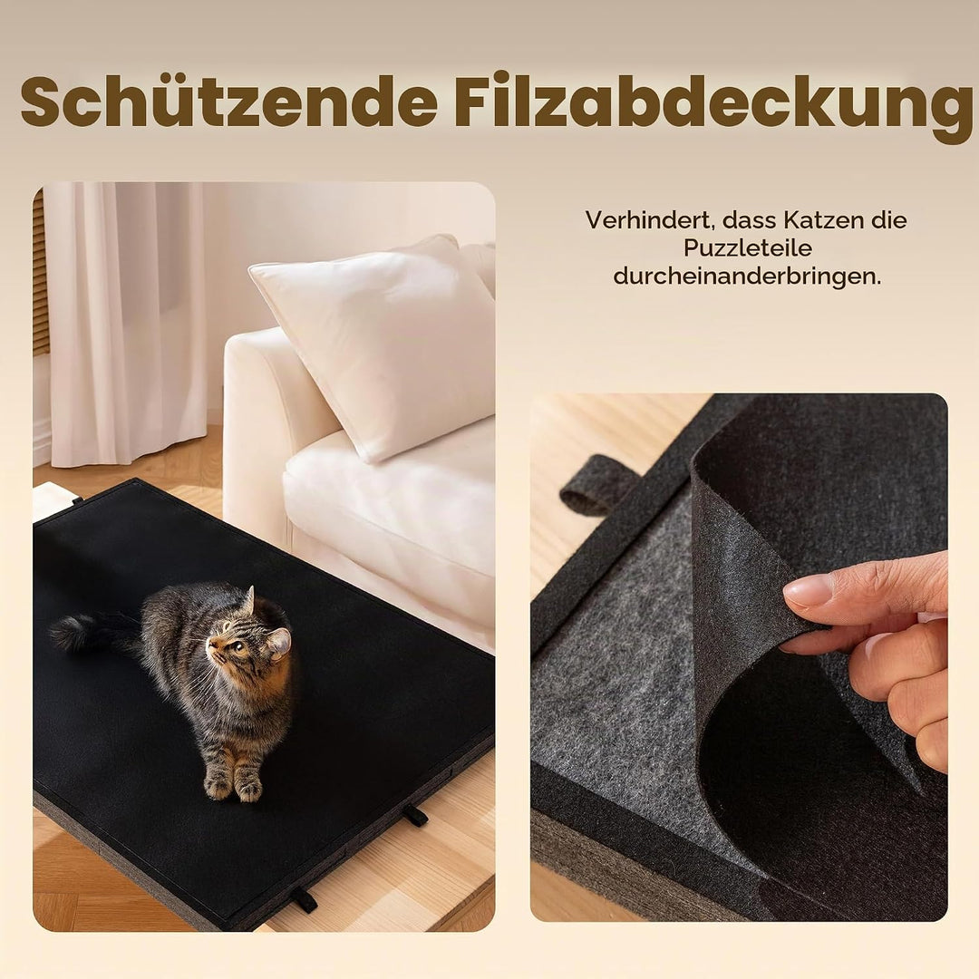 Tektalk klappbarer Puzzletisch mit Abdeckung, 3-Kippwinkel-Puzzleplateau, leichtes tragbares Filzpuz