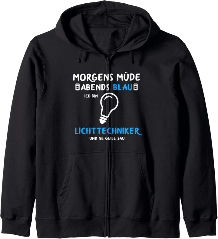 Bühnentechniker Morgens Müde Abends Blau Lichttechniker Kapuzenjacke