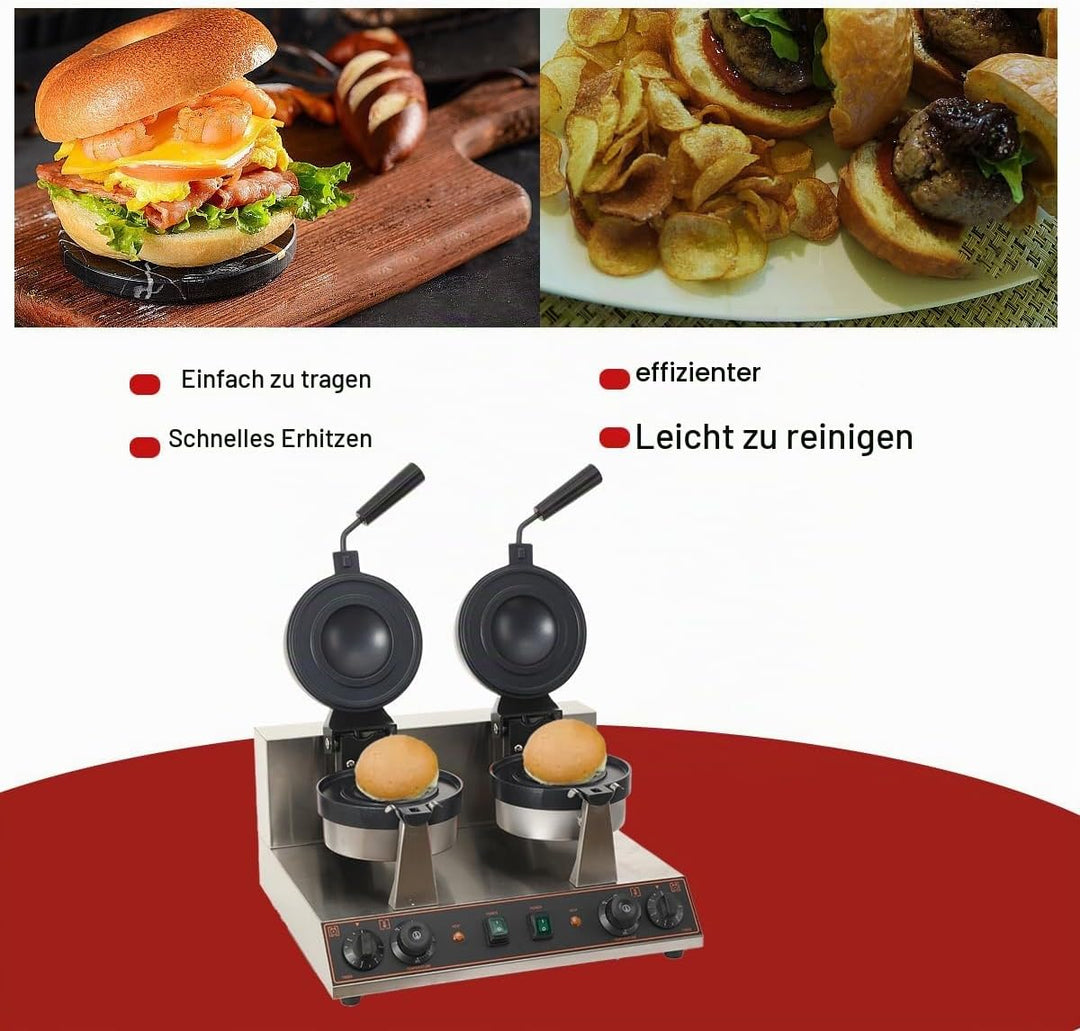 Elektrische UFO-Burger-Presse, Doppelkopf Kommerzielle Antihaftbeschichtete Panini-Presse für Hambur