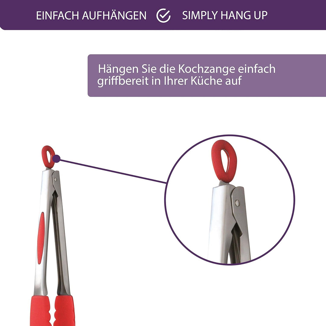 Mastrad Küchenzange mit Edelstahlgriff – antihaft- und hitzebeständiger Griff, Grillzange zum Kochen