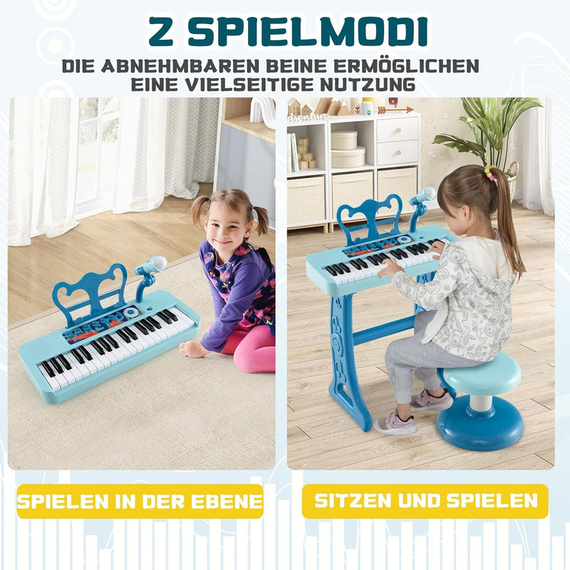 DREAMADE Kinder Keyboard, 37 Tasten E-Piano mit Notenständer & Mikrofon & Hocker, Klavier Spielzeug