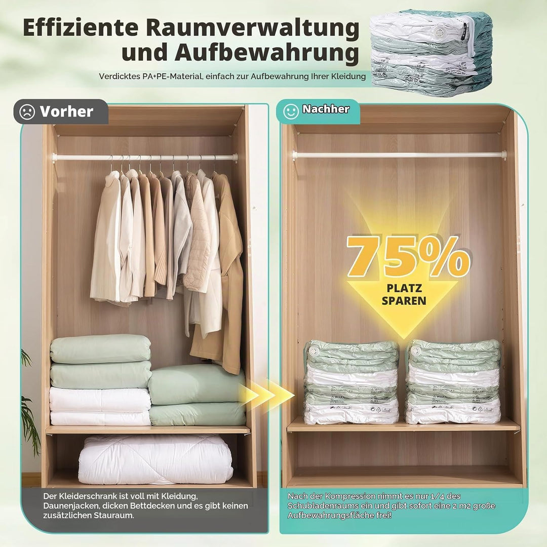 4 Pack Würfel Vakuumbeutel für Kleidung, Jumbo (80x100x38 cm), Wiederverwendbar Cube Vakuumbeutel fü