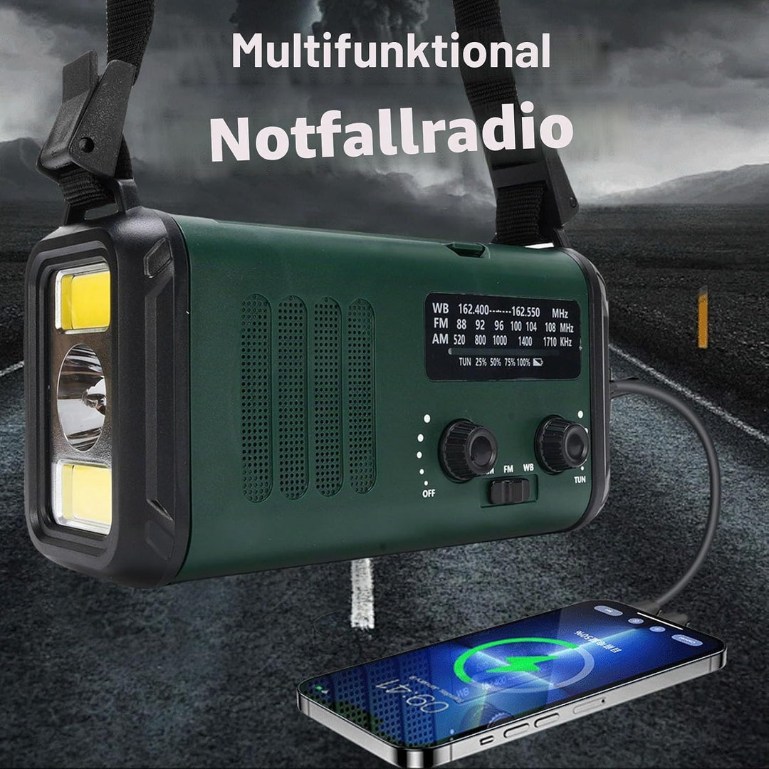 SEAFRONT Solar Kurbelradio, 10.000 MAh Notfallradio AM FM NOAA Wetterradio mit Leselicht, LED Tasche