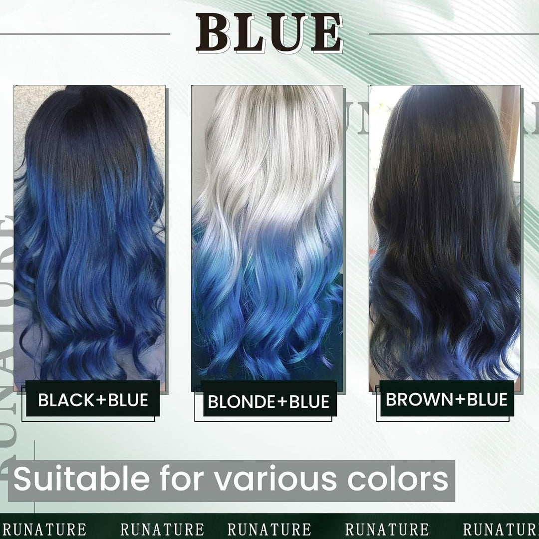 RUNATURE Extensions Echthaar Bondings Blau 50cm Keratin Unsichtbar Menschliches Haar 25 Strähne Haar