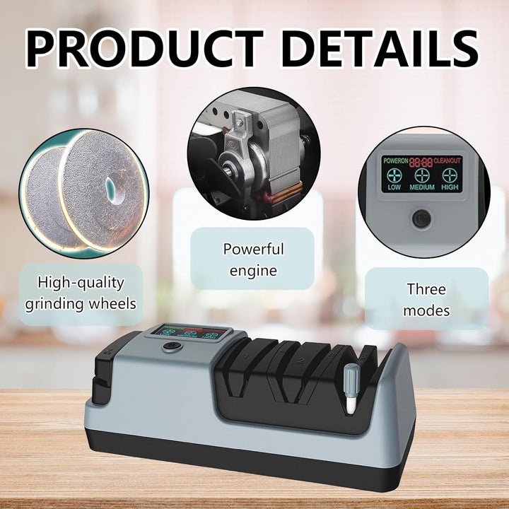 Elektrischer Messerschärfer, Multifunktionaler Messerschärfer mit 3-Geschwindigkeiten Einstellung Di