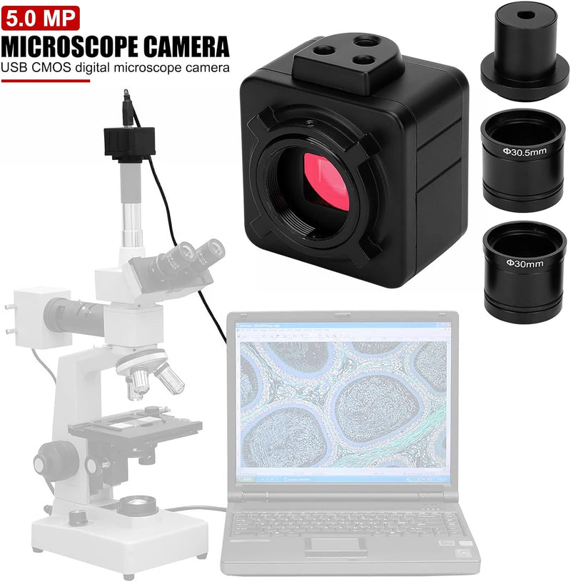 EVTSCAN 5MP CMOS Digitalkamera für USB-Mikroskope, mit C-Mount-Adapter, 25 FPS hohe Bildrate, Live-A