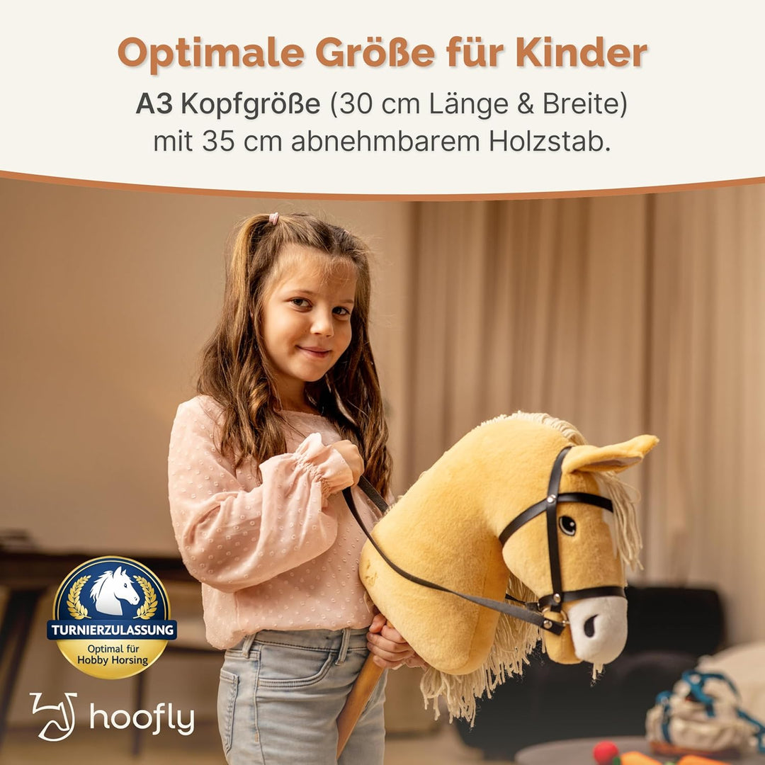 Hobby Horse Pferde – Grosses Steckenpferd für Kinder A3 mit Trense & 40 cm Schraubstab | Realistisch