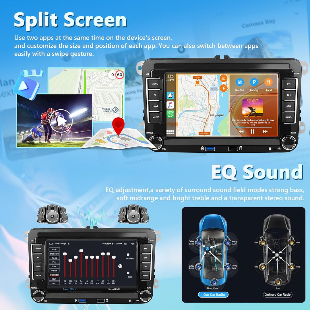 2GB+64GB Android Autoradio mit GPS Navi für VW Passat B6 T5 Golf 6 5 Polo 6R Tiguan T5 Jetta Seat Sk