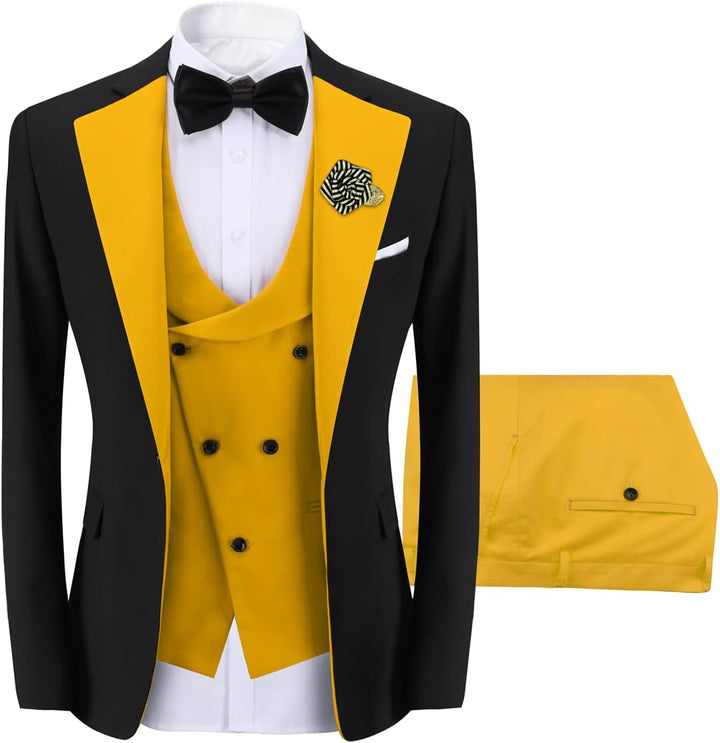 Sliktaa Herren 3 Teilig Anzüge Regular Fit Jacke Weste Hosenanzug für Business Sakko Hose Elastisch