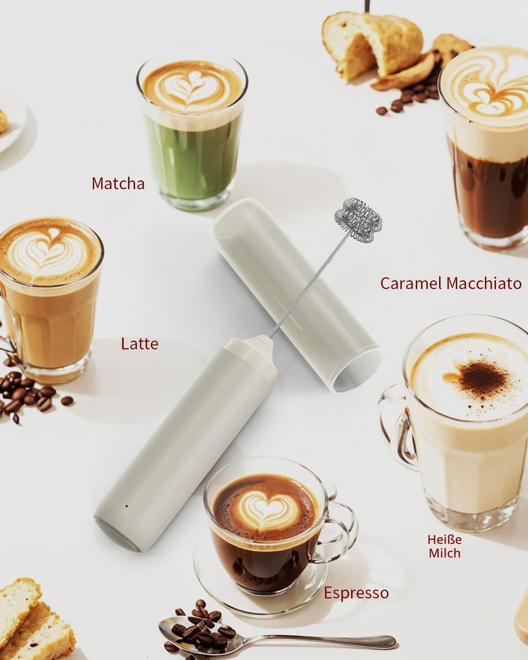 CIRCLE JOY Wiederaufladbarer Milchaufschäumer Handheld, Elektrischer Kaffee-Aufschäumer, Tragbarer H