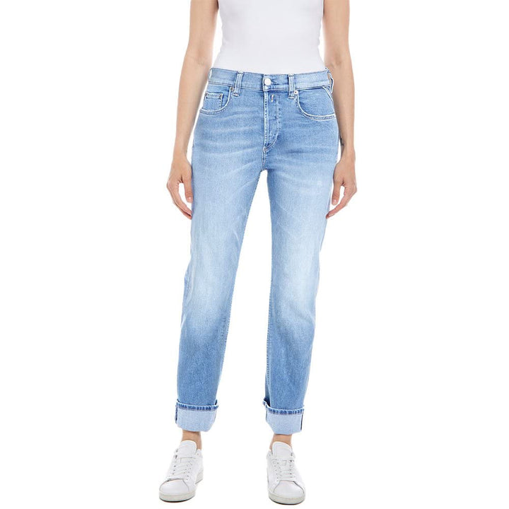 Replay Damen Jeans Maijke Straight-Fit mit Stretch 26W / 30L Light Blue 010, 26W / 30L Light Blue 01