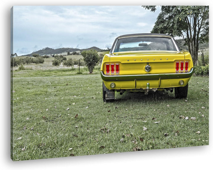 deyoli alter Mustang Format: 80x60 als Leinwand, Motiv fertig gerahmt auf Echtholzrahmen, Hochwertig