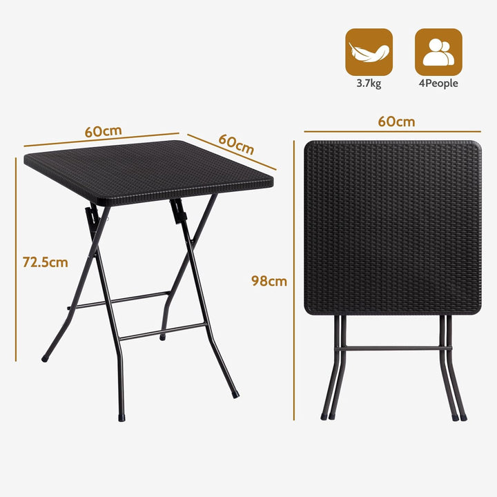 HollyHOME Klapptisch Quadratisch 2FT/60cm Campingtisch Klappbar Tisch Gartentisch Balkontisch Tragba
