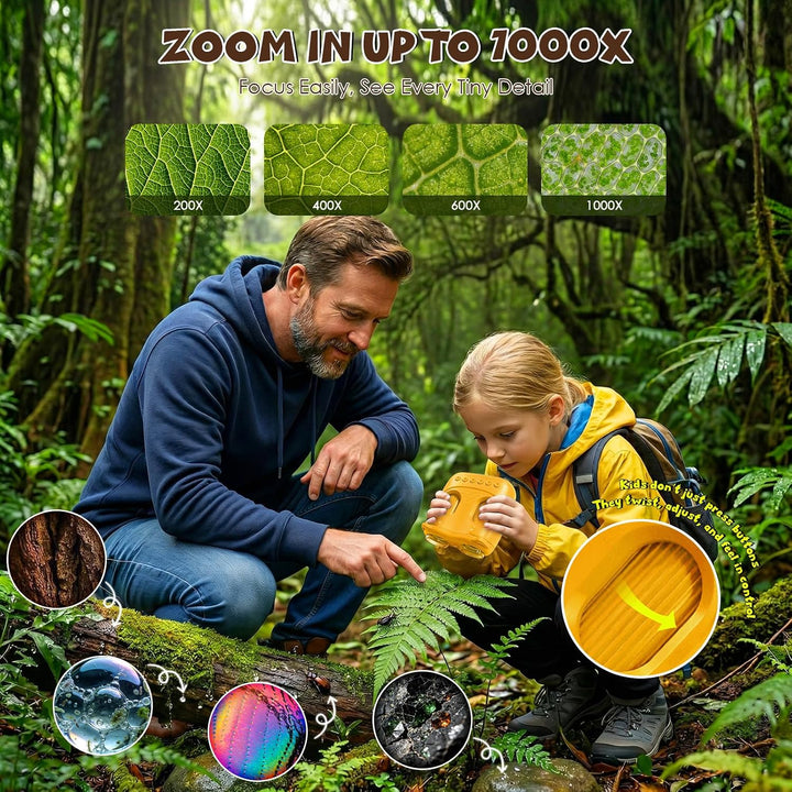 ARNSSIEN Digitalkamera mit 2-in-1 digitales mikroskop für Kinder &amp; Teleskop | 1000X Kinder mikroskop