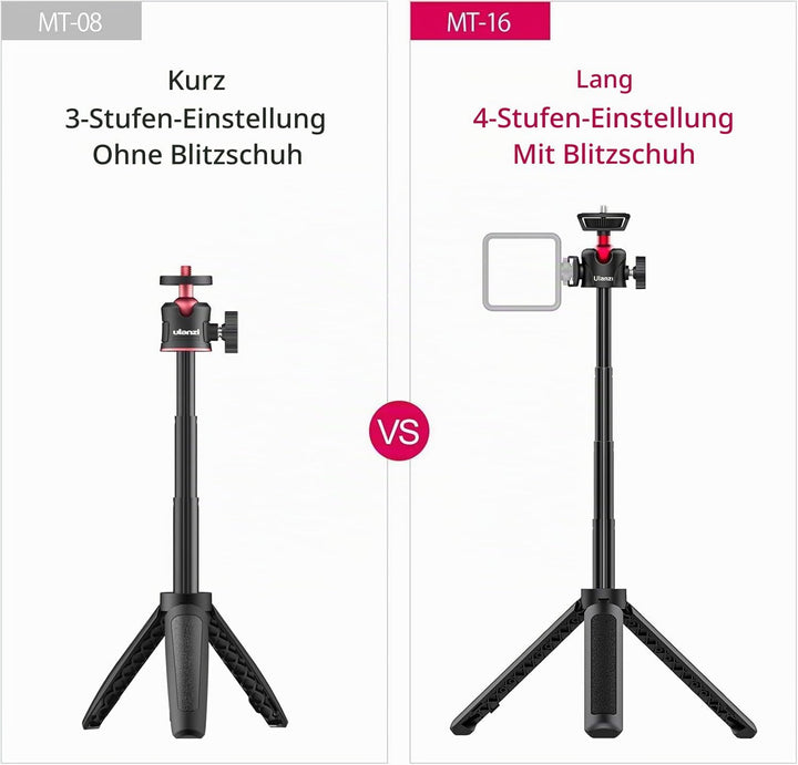 ULANZI MT-16 Stativ &amp; Selfie Stick für Kamera und Smartphone - ausziehbares Tischstativ Halterung mi