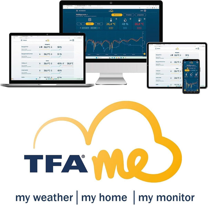 TFA Dostmann WLAN Wetterstation TFA.me ID-02, 35.8100, Profi-Wettervorhersage durch wetter.com 3 bis