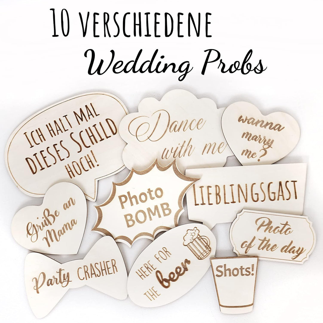 Holzura Fotobox Accessoires Hochzeit Requisiten, Schilder aus Holz mit Sprüchen, Wedding Props Zubeh