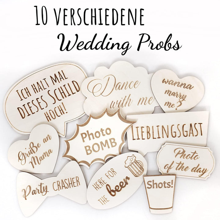 Holzura Fotobox Accessoires Hochzeit Requisiten, Schilder aus Holz mit Sprüchen, Wedding Props Zubeh
