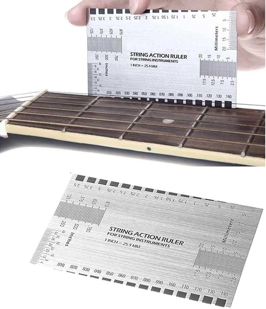 Edelstahl-Gitarrenwerkzeug-Set Inklusive Schleifer-Radiuslehre, Gitarrensaiten-Aktionslineal Zur Sai