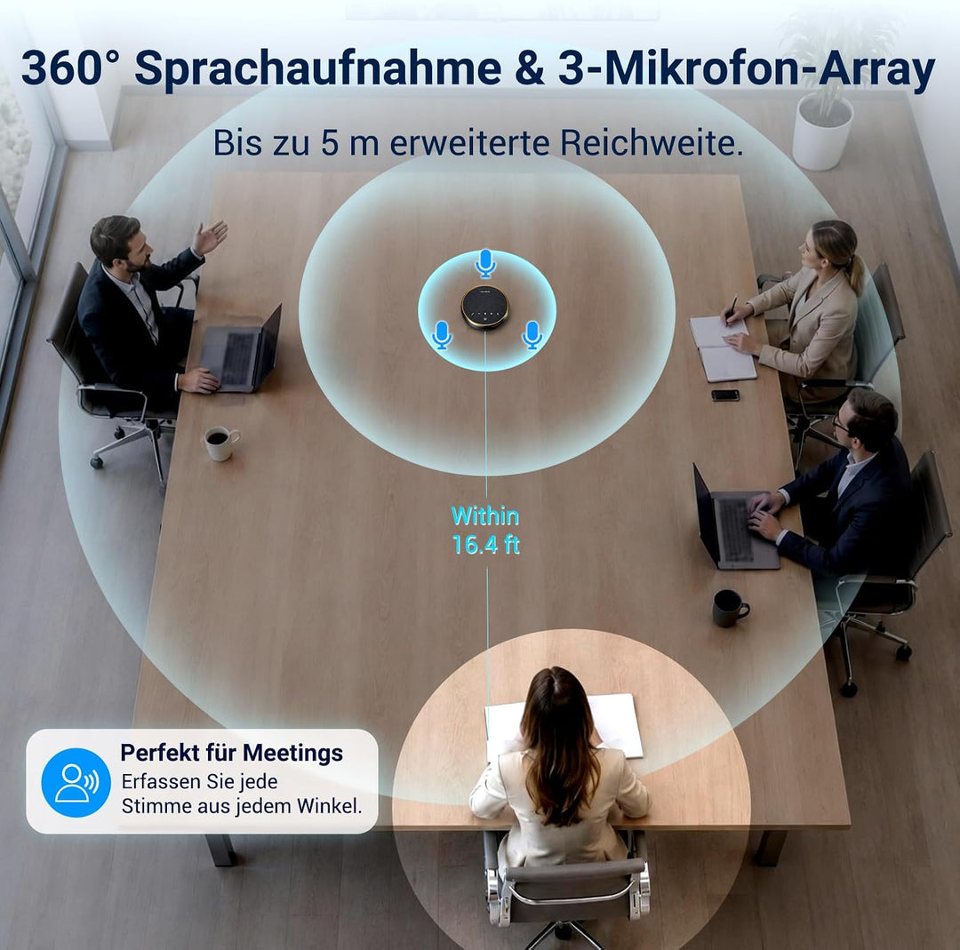 Konferenzlautsprecher mit 3 Mikrofonen, 360° Pickup, KI-3A-DSP