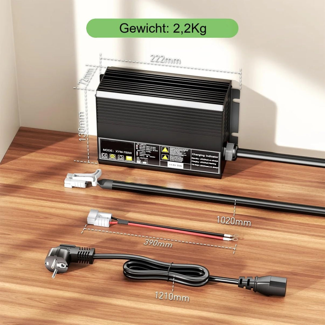 14,6 V 50 A LiFePO4 Akku-Ladegerät, Smart-Lader für 12,8 V Lithium-Eisenphosphat-Batterien Anderson