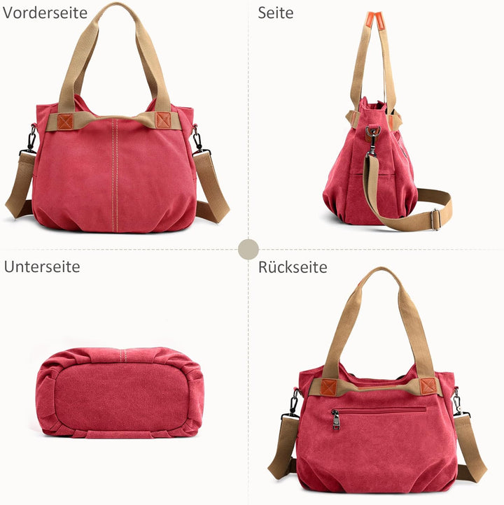 DIRRONA Casual Damen Segeltuch Umhängetasche Gross Kapazität Handtasche Reise Schultertasche Multifu