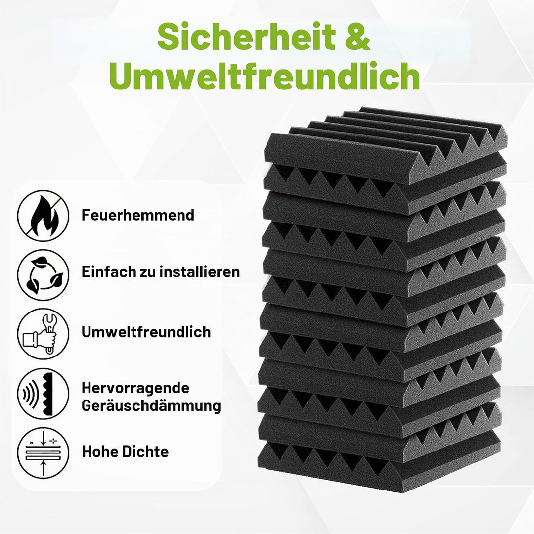Foneso Akustikpaneele, 30x30x5 cm（Dichte:25kg/m³） Schalldämmung, Akustikschaumstoff,3D Hochdichte Sc
