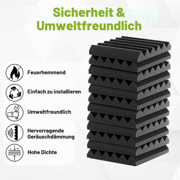 Foneso Akustikpaneele, 30x30x5 cm（Dichte:25kg/m³） Schalldämmung, Akustikschaumstoff,3D Hochdichte Sc