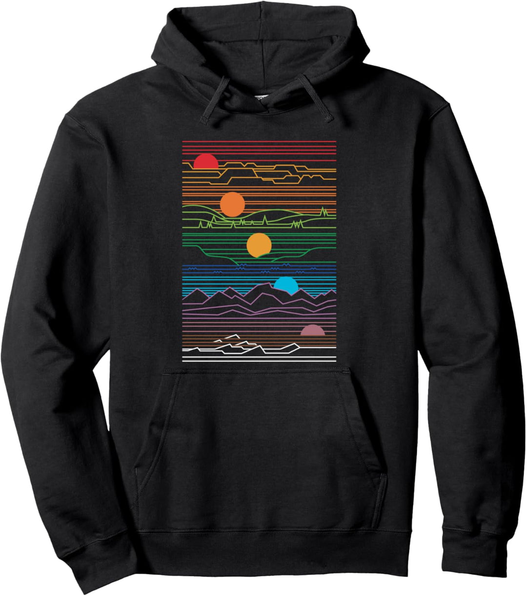 Sun Moon Mountains Landscape Aesthetic Clothing Men Women Pullover Hoodie
