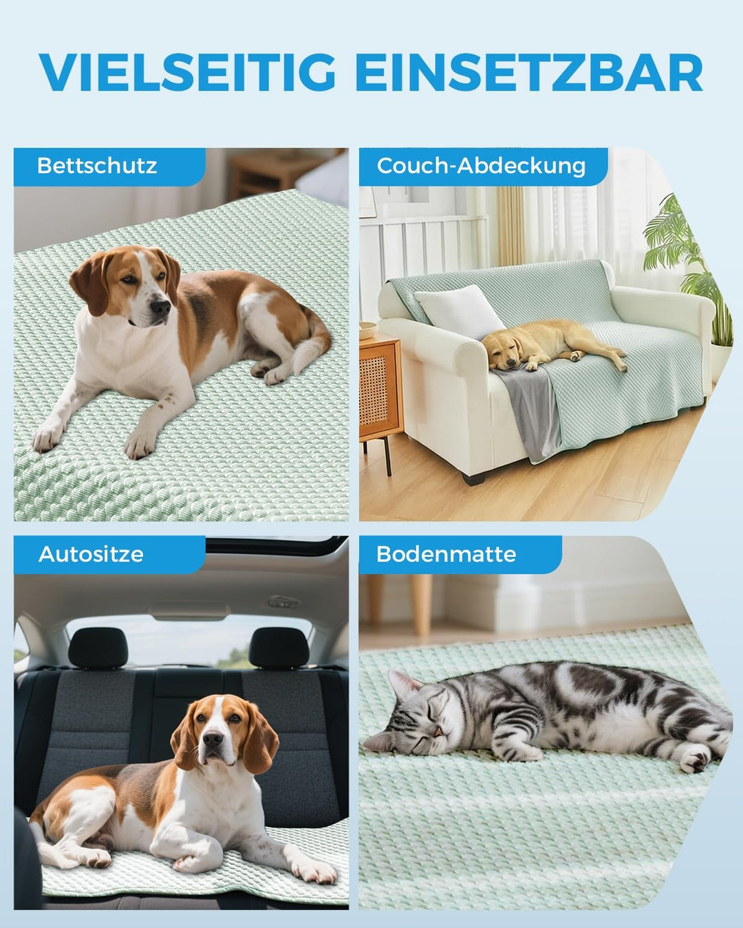 Lekesky kühlmatte Hund Waschbares Hundematte Bett Sommer Haustier Kühlmatte (Hellgrün 137x206CM) L 2