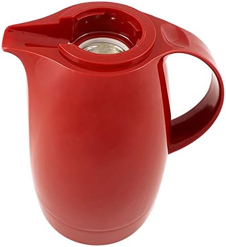 Helios Servitherm Thermoskanne Rot 1,3L – 6h Heiss - Hält Getränke heiss & kalt – Einhandbedienung -
