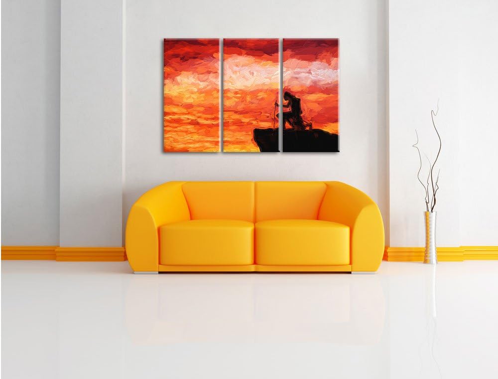 Pixxprint Samurai auf der Spitze des Berges als Leinwandbild/Grösse: 3 Teilig (120x80 cm) cm/Wandbil