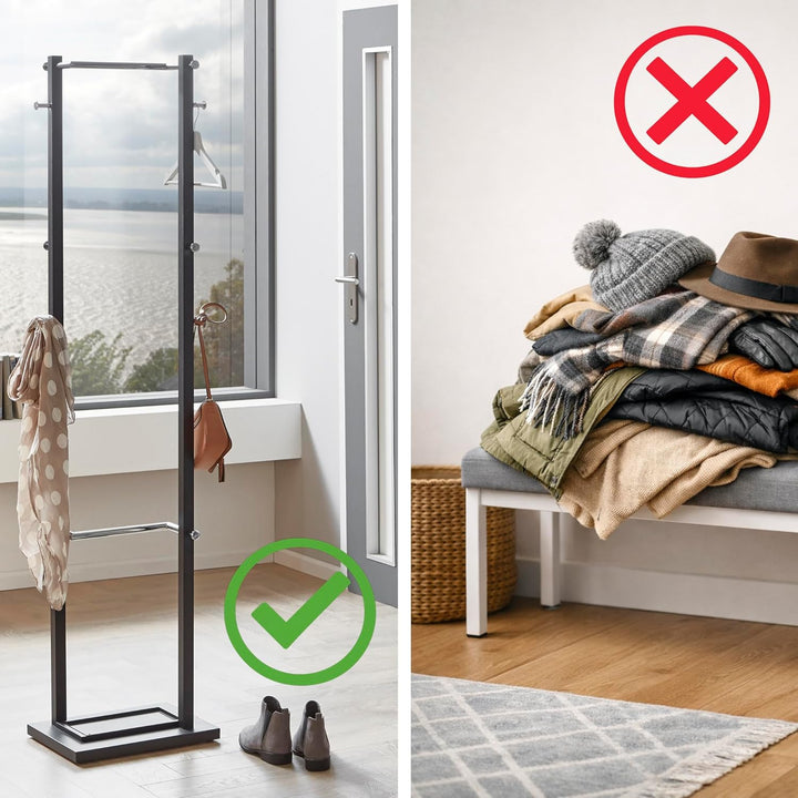 HAKU Möbel Garderobenständer braun, chrom, Marmor, Metall - Masse: H 171 cm x Ø 39 cm, Style: Modern