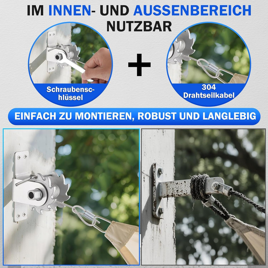 Angooni Sonnensegel-Hardware-Kit inklusive Winden & Drahtseil, Anti-Rost-Edelstahll-Hardware-Kit für