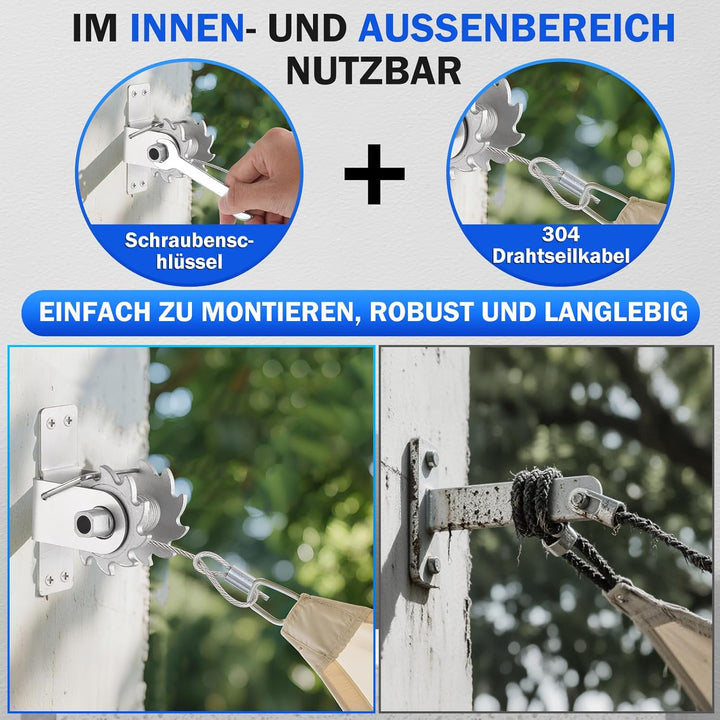 Angooni Sonnensegel-Hardware-Kit inklusive Winden & Drahtseil, Anti-Rost-Edelstahll-Hardware-Kit für
