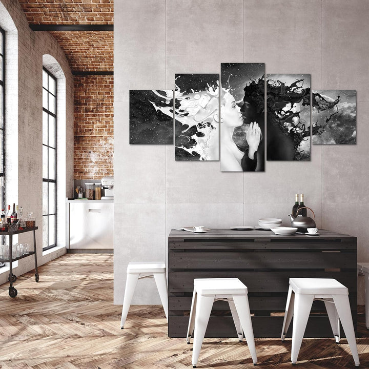 Runa Art - Bilder Milk und Coffee 200 x 100 cm 5 Teilig XXL Wanddekoration Design Schwarz Weiss 0050
